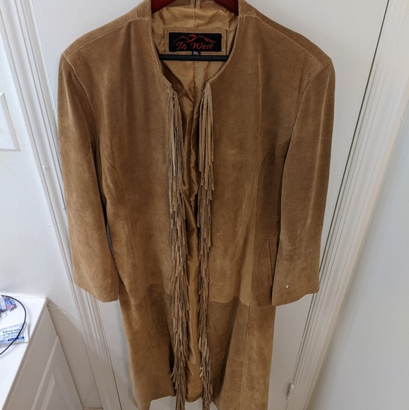 Suede Long fringe Coat - Picture 2 of 6
